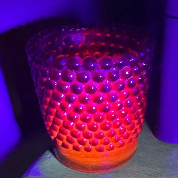 Set of 4 RUBY RED Amberina HOBNAIL VOTIVE CANDLE HOLDERS (GLOW) more available - Picture 2 of 7
